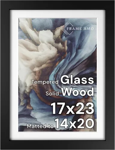 Miniatura 26 de Frame Amo Marco de póster de madera maciza de 13 x 19 pulgadas, color natural, tapete blanco para imagen de 11 x 17 pulgadas, parte frontal