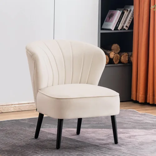 Miniatura 2 de MCombo Silla decorativa de terciopelo, sillas de club copetudas, silla auxiliar tapizada con patas, silla de tocador para sala de estar y dormitorio