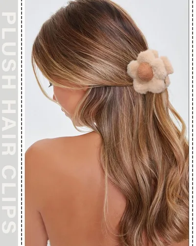 Miniatura 6 de Pinza de felpa esponjosa para el cabello, 6 unidades, lindas pinzas para el cabello para mujeres, pasadores peludos para el cabello y niñas