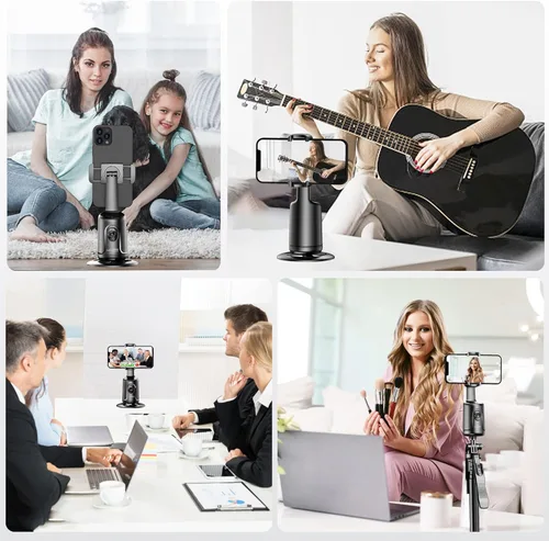 Miniatura 8 de Soporte para teléfono de seguimiento automático, trípode de seguimiento facial, portátil todo en uno, palo inteligente para selfie con rotación