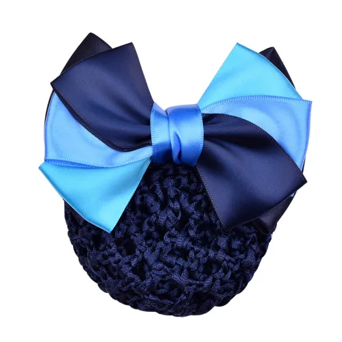 Miniatura 3 de Woman Pro Snood Net Bow Barrette Hair Clip Moño Cover Set Bowknot Decoración Café gris púrpura azul