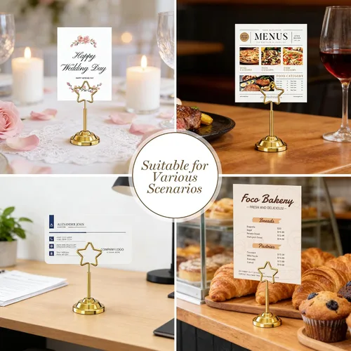 Miniatura 6 de Urban Deco 16 tarjeteros de mesa de acero de 4 pulgadas para fotos, letreros de comida, notas de notas, bodas, restaurantes, cumpleaños