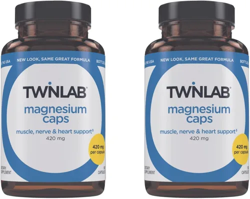 Twinlab Cápsulas de magnesio – Suplemento de magnesio de alta absorción para apoyar el alivio de los calambres en las piernas – Cápsulas de magnesio