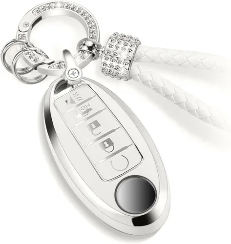 Miniatura 49 de para llavero de Cadillac con funda de TPU con superficie granulada y cuerda trenzada metálica, funda de llavero mejorada para 2020 en adelante CT4