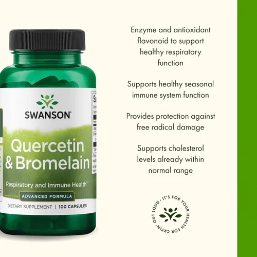 Miniatura 4 de Swanson La quercetina y la bromelina promueven la salud respiratoria, ayuda al sistema inmunitario estacional y los niveles de colesterol ya