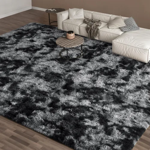 Miniatura 35 de EVOIONOS - Alfombra redonda gris para dormitorio, 5x5 pies; alfombras circulares suaves y esponjosas para sala de estar, alfombras de felpa peludas