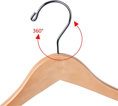 Miniatura 6 de Quality Hangers Perchas de madera hermosas y resistentes con barra de bloqueo, madera natural brillante (5)
