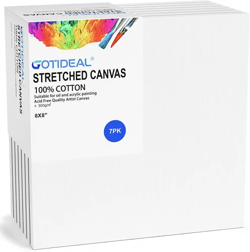 Miniatura 19 de GOTIDEAL Lienzo estirado, 11 x 14 pulgadas, juego de 7 unidades, blanco imprimado, 100% algodón, para pintar, verter acrílico, pintura al óleo