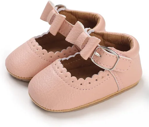 Miniatura 5 de COSANKIM Zapatos planos Mary Jane para bebés y niñas, suela de goma antideslizante, zapatos de vestir de princesa para boda