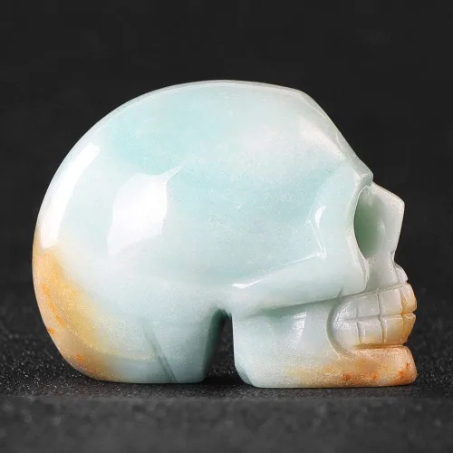 Miniatura 2 de Artistone Estatuas de calavera de cristal de 2.0 pulgadas, figuras de esqueleto humano talladas a mano, escultura de hueso de cabeza, estatua