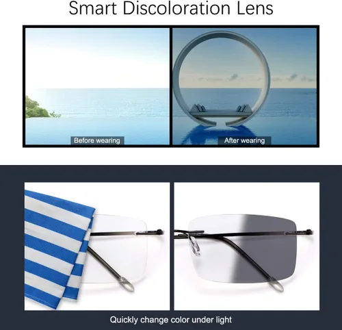 Miniatura 4 de Lentes de lectura fotocromáticos progresivos de transición multienfoque, bloqueo de luz azul, multifocal, para computadora, lectores de sol