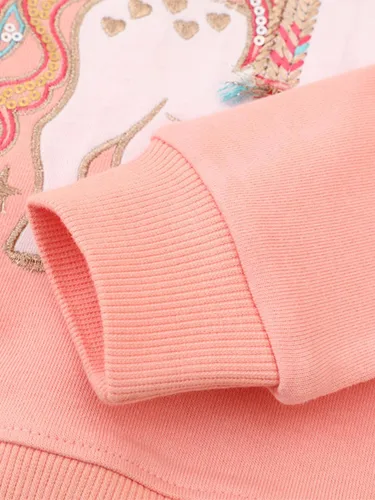Miniatura 5 de Little Hand Sudaderas con capucha para niñas pequeñas, cuello redondo, manga larga, collage, camisetas para niños