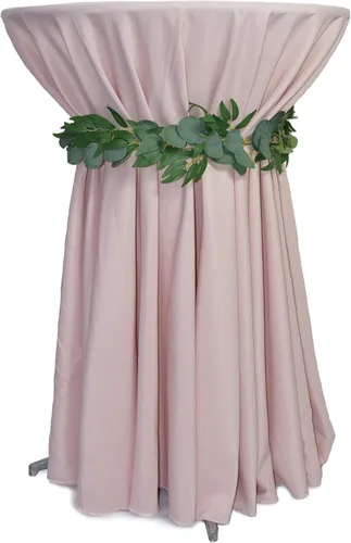 Miniatura 2 de YOUR CHAIR COVERS - Mantel redondo de poliéster prémium de 120 pulgadas - Mantel de lino color rubor para mesas redondas estándar Rosa (Blush)