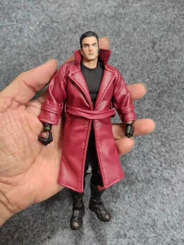 Miniatura 2 de ximitoy Modelo de capa de cuero PU rojo vino escala 1/12 para figura