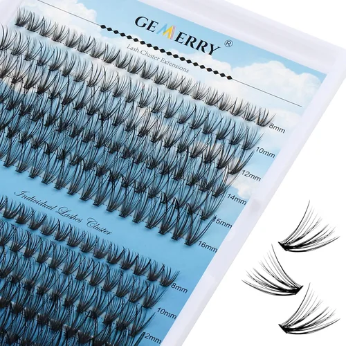 Miniatura 8 de Extensiones de pestañas en racimo GEMERRY, 144 piezas, pestañas individuales, dos estilos, extensiones de pestañas con tallo ancho, suaves