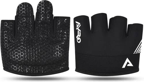 AYRO Guantes de entrenamiento mínimos, guantes cortos parciales de gimnasio para levantamiento de pesas con almohadillas de agarre para hombres y