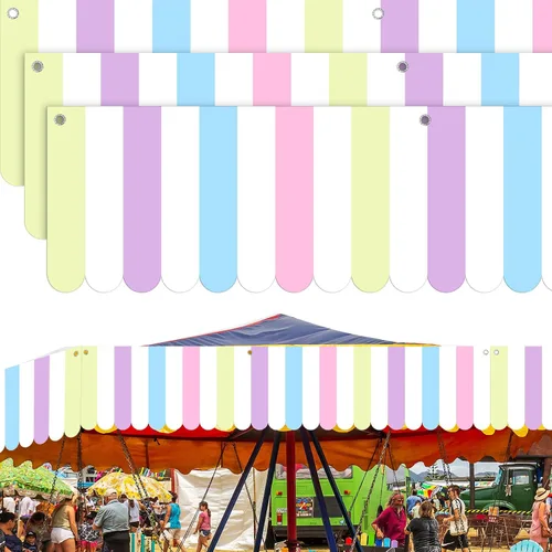 Miniatura 21 de Preboun 3 piezas de decoración de toldo de carnaval, tienda de campaña de circo, decoraciones colgantes de carnaval, pancarta de concesión, toldo