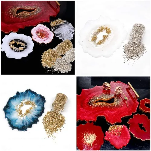 Miniatura 5 de Brillantinas metálicas irregulares de vidrio triturado, espolvorea con purpurina gruesa, dorado, 3.53 oz, 5/64 – 5/32 pulgadas, para manualidades