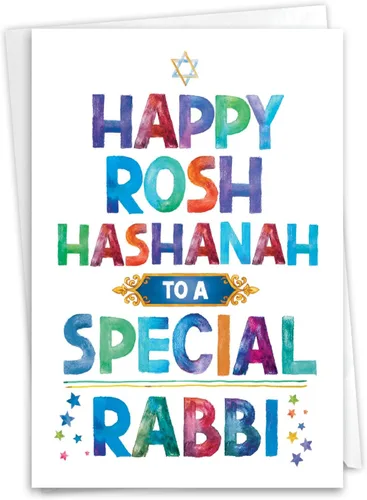 Miniatura 7 de NobleWorks Divertida tarjeta de felicitación Rosh Hashanah con sobre de 5 x 7 pulgadas (1 tarjeta), tarjetas navideñas judías, ingesta calórica