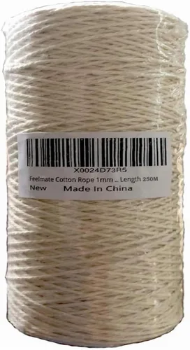 Miniatura 8 de Cuerda de algodón de 0.039 pulgadas para macramé de 820 pies para cocina, cuerda para asar, atar carne, pavo, envoltura de regalos, manualidades