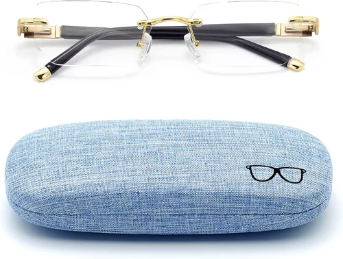 Miniatura 4 de HIGHLIKE Rimless Reading Glasses, Spring Hinge Readers, Diamond Cut Edge Design Blue Light Glasses