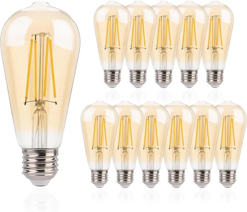 Miniatura 11 de FLSNT ST19 Bombillas LED Edison equivalentes a 40 W, bombillas vintage de 4 W de vidrio ámbar, 2200 K blanco cálido regulables, CRI alto 90+, 400