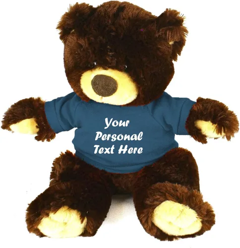 Miniatura 7 de Plushland Oso de peluche Noah de chocolate de 12 pulgadas, regalo personalizado, texto personalizado en la camisa, gran regalo para el día