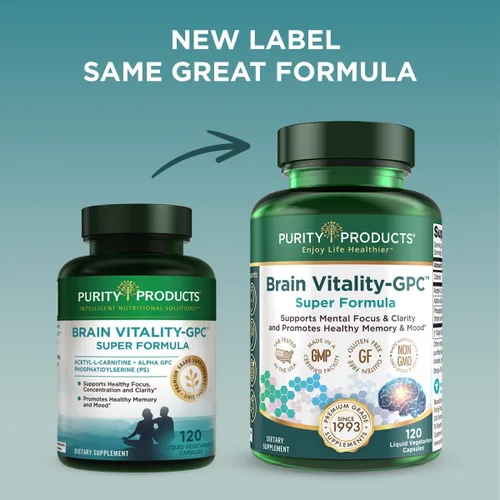 Miniatura 3 de Purity Products Brain Vitality-GPC Super Formula Acetil L-Carnitina HCI + Alpha GPC + Fosfatidiliserina – Apoya la concentración normal
