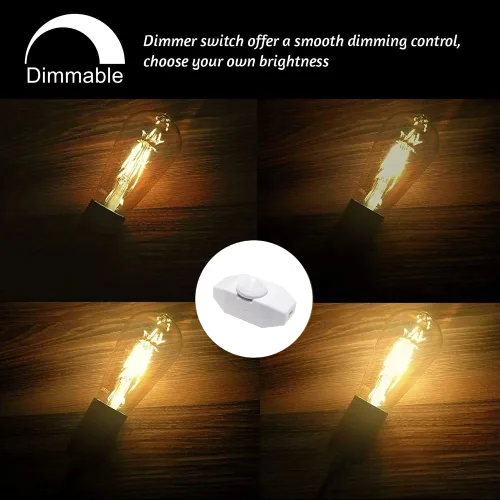 Miniatura 3 de Cable de luz colgante regulable con interruptor de atenuación, kit de cable de lámpara colgante de 15 pies con luz E26/E27Socket Swag con ganchos