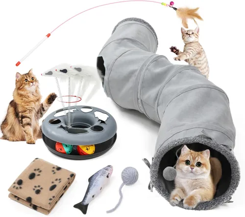 Túnel para gatos, juguete para gatos de interior, juguete para gatos con pista de rodillos, tubo de juego plegable en forma de S, casa laberinto de