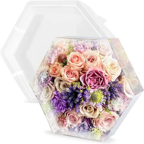Moldes hexagonales de resina epoxi de 7 pulgadas de profundidad para preservación de flores, arte de resina, fundición, boda, San Valentín,