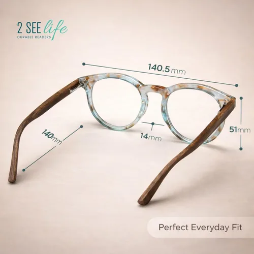 Miniatura 9 de 2SeeLife Gafas de lectura grandes y redondas TR-90 para hombres y mujeres, ajuste mediano, duraderas, bisagras de resorte, lectores de luz azul