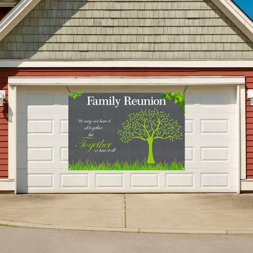 Miniatura 4 de Fondo de reunión con texto en inglés «We Are Family» – Cartel de 6 x 4 pies con accesorios para cabina de fotos para inauguración de la casa