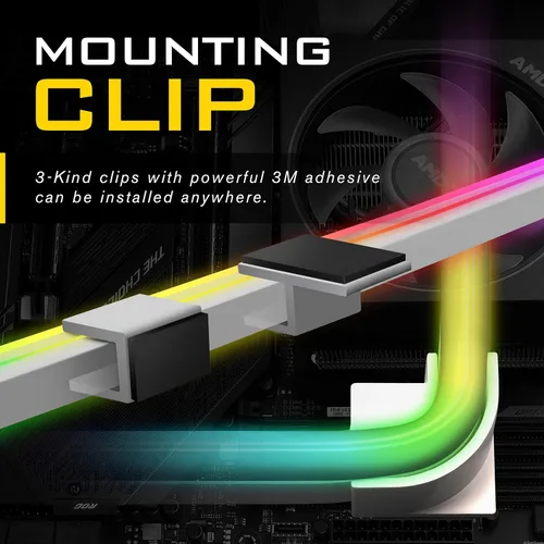 Miniatura 3 de EZDIY-FAB Kit de tira LED direccionable prémium para PC 5V ARGB sincronización de placa base, actualizado con 3 tipos de clips de montaje, 1 tira
