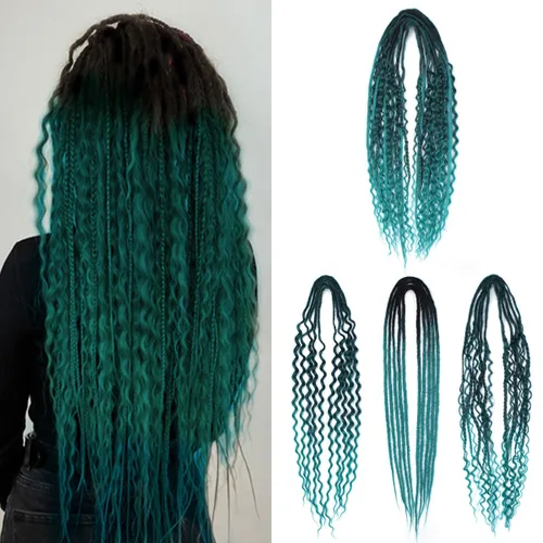 Miniatura 26 de 15 extensiones de rastas de doble extremo, 24 pulgadas, extensiones de rastas falsas de 0.6 pulgadas, color marrón degradado, extensiones de rastas