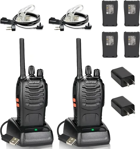 BAOFENG Walkie Talkies de largo alcance para adultos con 4 baterías recargables, radio bidireccional BAOFENG BF-88A, radio portátil de 2 vías para