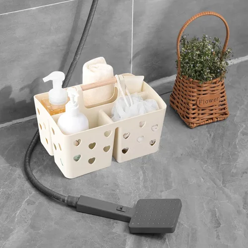 Miniatura 4 de Anyoifax Organizador de Ducha Portátil Cesta de Ducha de Plástico Organizador de Baño Dividido Organizador de Limpieza de Almacenamiento con Asa