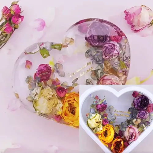 Miniatura 3 de Moldes de silicona grandes para resina, molde de resina de corazón, moldes de resina epoxi para preservación de flores, fundición de arte de resina