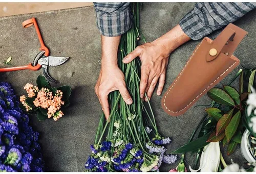 Miniatura 4 de Paquete de 2 alicates de cuero para cinturón, cinturón de jardinería con soporte para podadoras, funda de cuero para herramientas para tijeras