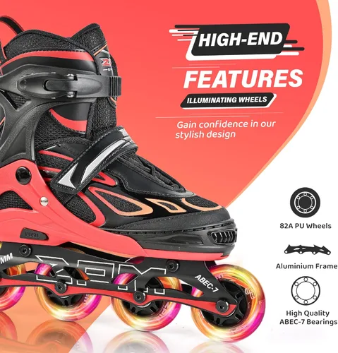 Miniatura 3 de 2PM SPORTS Vinal - Patines en línea ajustables intermitentes para niñas, todas las ruedas se iluminan, divertidos patines iluminadores para niños