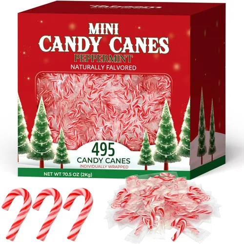 Miniatura 9 de Paquete de 220 mini bastones de caramelo a granel envueltos individualmente, pequeños bastones de caramelo de menta con sabor natural rojo y blanco