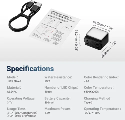 Miniatura 8 de JJC Luz LED para Insta360 Ace Pro 2 accesorios, accesorio de luz de relleno auxiliar magnética, recargable IPX5 impermeable, mini luz de video