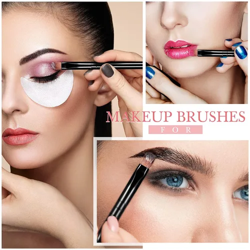 Miniatura 7 de Patelai 48 brochas de maquillaje planas, pinceles para corrector de labios planos, pequeños cepillos portátiles para cejas, corrector de cejas Negro