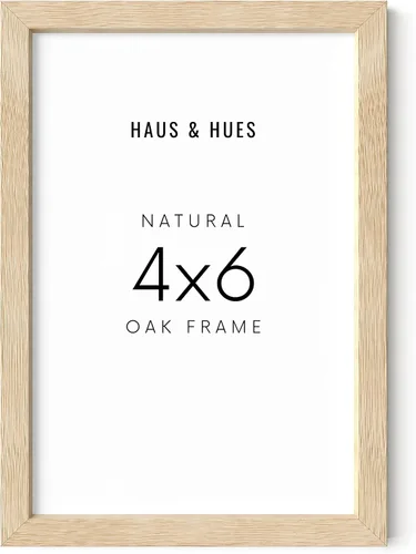 HAUS AND HUES - Portarretratos de madera de 4 x 6 pulgadas, 1 marco de madera natural de 4 x 6, portarretratos beige de 4 x 6 para pared, marco de