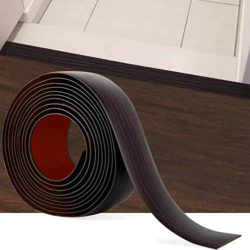 Tira de transición de suelo de 5 pies, autoadhesiva, cubierta de vinilo, tira de transición divisora plana, diseño de grano de madera para huecos de