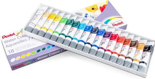 Pentel Colores de agua para artes, colores surtidos, paquete de 18 (WFRS-18)