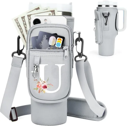 Miniatura 117 de Initial Water Bottle Holder with Strap for Stanley Cup Accessories 40 oz/Simple Modern Tumbler, Birthdays for Women Girls, Water Bottle Carrier Bag