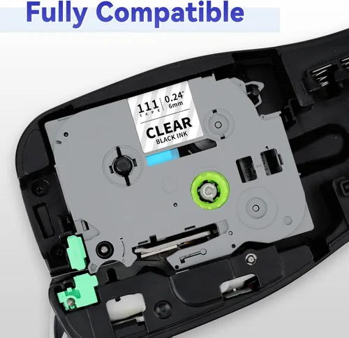 Miniatura 4 de Paquete de 4 unidades compatibles con Brother Tze-111 Tze111 Tz-111 Tz111 Tz111 Tz111 0.236 in 0.23 pulgadas negro sobre cinta de etiquetas