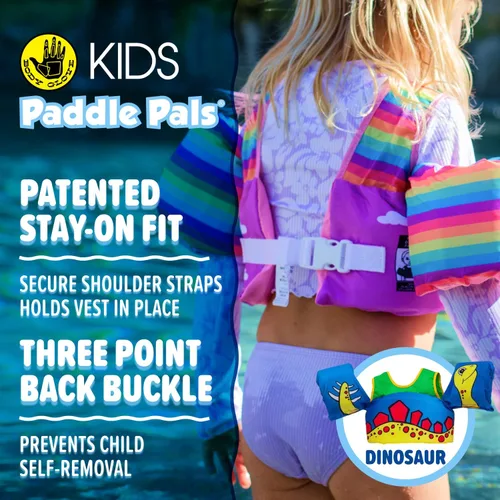 Miniatura 4 de Body Glove Paddle Pals - Chaleco salvavidas para niños aprobado por la Guardia Costera para aprender a nadar PFD Dinosaurio