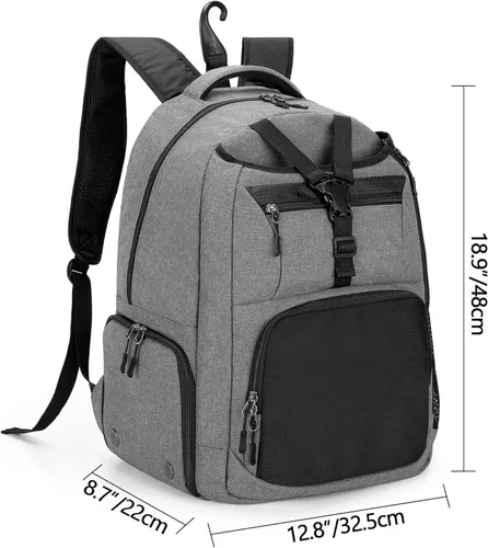 Miniatura 5 de Bolsa de tenis DSLEAF para hombres/mujeres para guardar 2 raquetas, mochila de tenis con espacio separado para zapatos para el deporte de tenis Gris